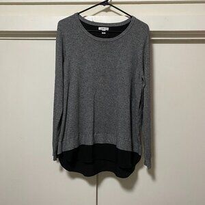 Croft & Barrow, long sleeve gray tweed sweater w/black sheer bottom, size XXL